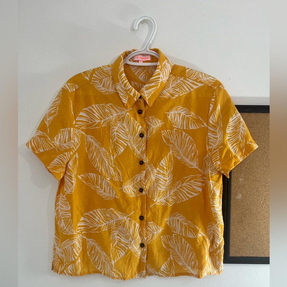 Yellow patterned buttoned shirt (renamed / simons)